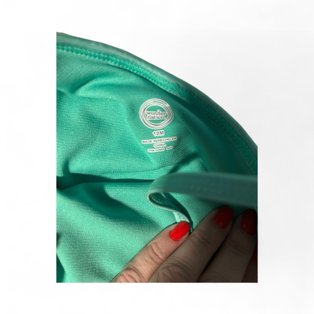 Wonder Nation Kids' Teal Toucan One-Shoulder Swimsuit 18 mo - Picture 5 of 5